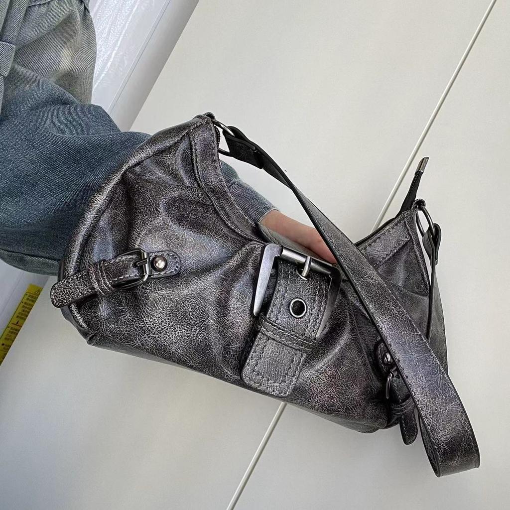 Vintage Maillard Style Women's Shoulder Bags Y2K Hot Girls Underarm Bag Luxury Cool Pu Leather Ladies Handbags Female Tote Purse