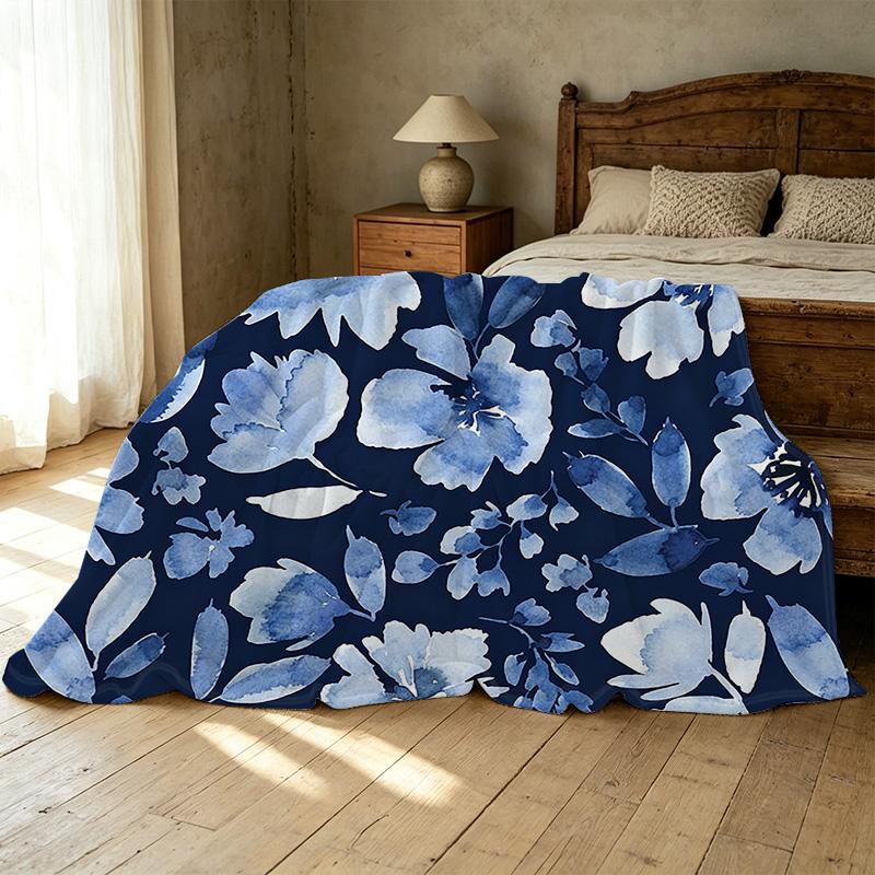 Lightweight Watercolor Floral Fleece Blanket Soft, Warm & Cozy, Perfect for Home Couch, Car, Halloween & Christmas Use