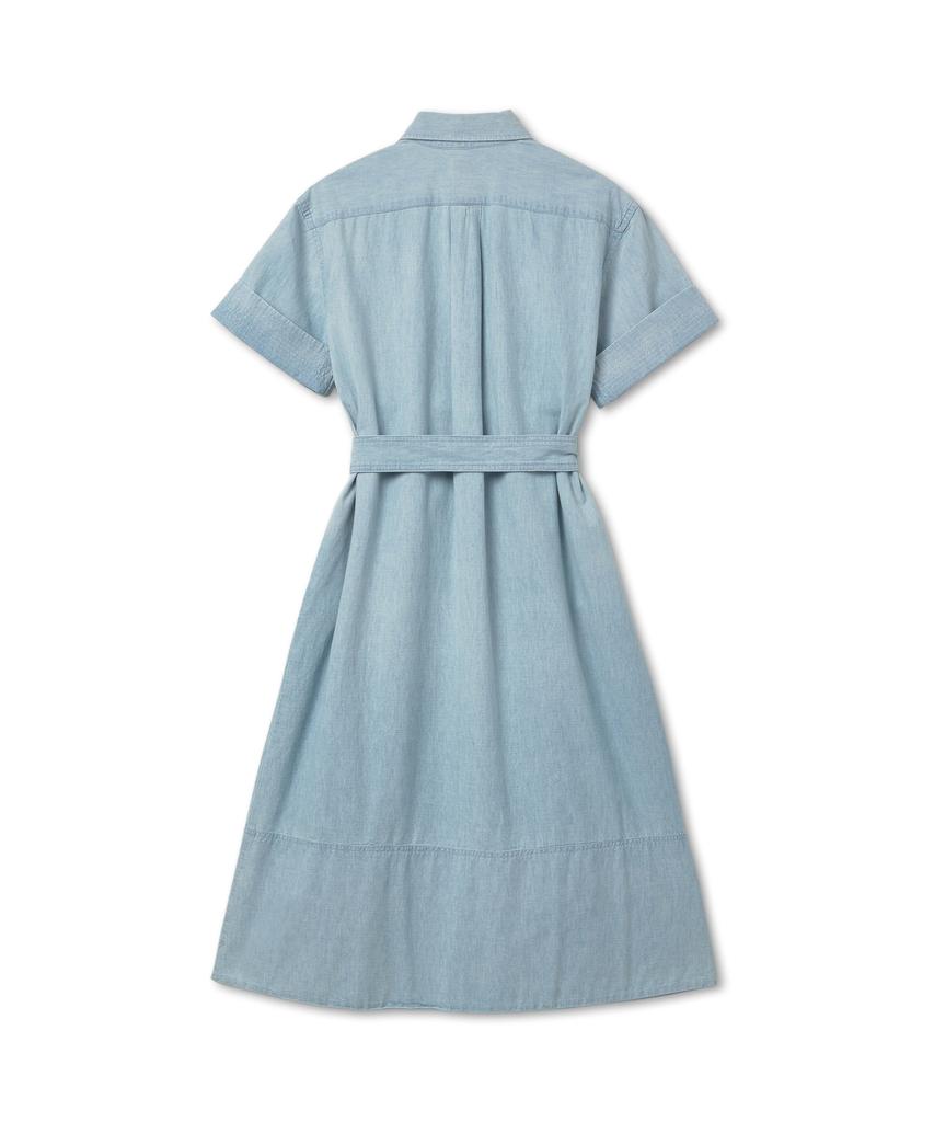 POLO RALPH LAUREN W Cotton Chambray Shirt Dress - Blue