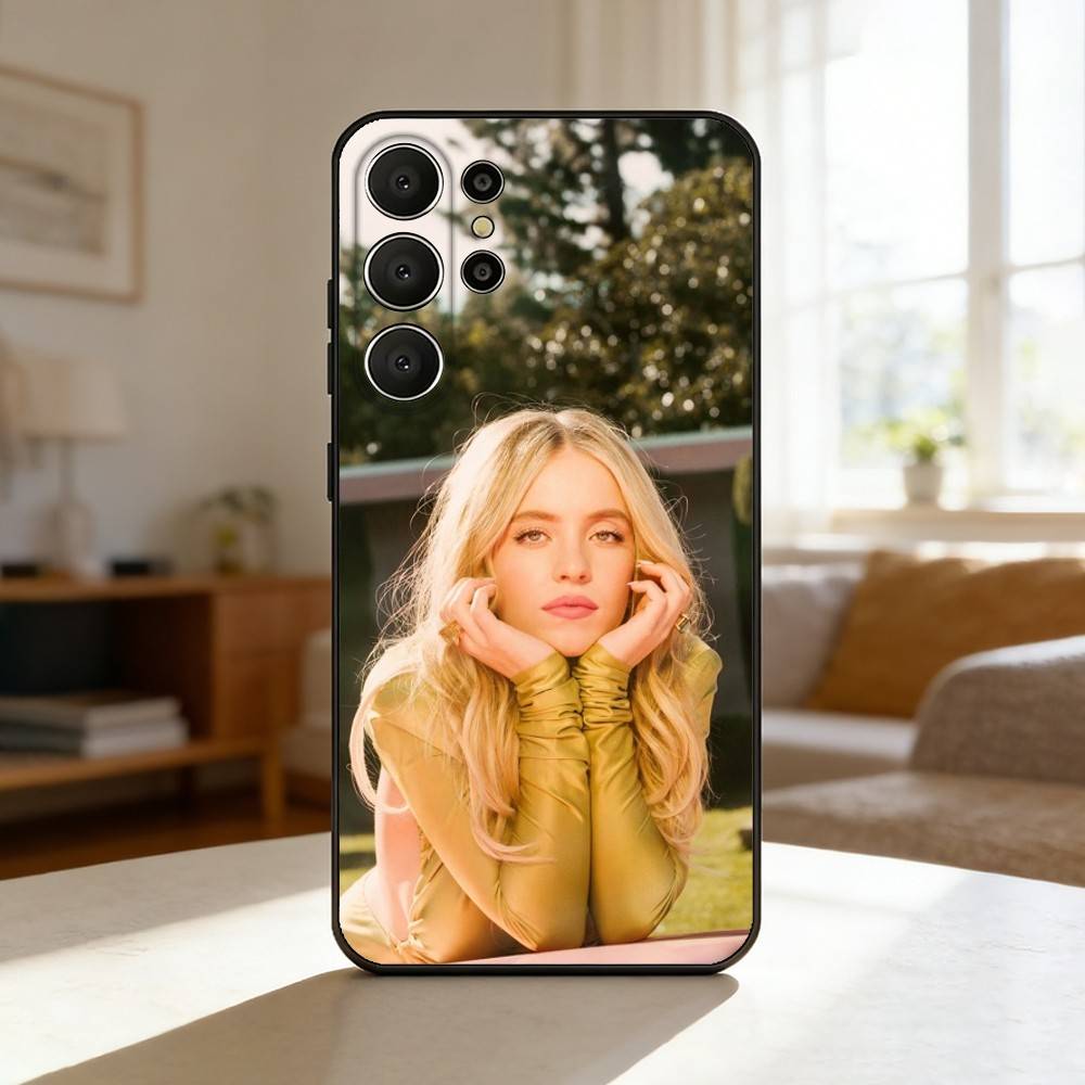 Actor S-Sydney Sweeney Phone Case For Samsung S26,S25,24,23,22,30,21,10,9,Ultra,Plus,Lite,FE Soft Black Case Samsung S23plus5G