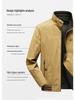 Men's Double-Sided Pure Cotton Jacket - Stand Collar, Loose Fit, Business Casual for Spring and Autumn.