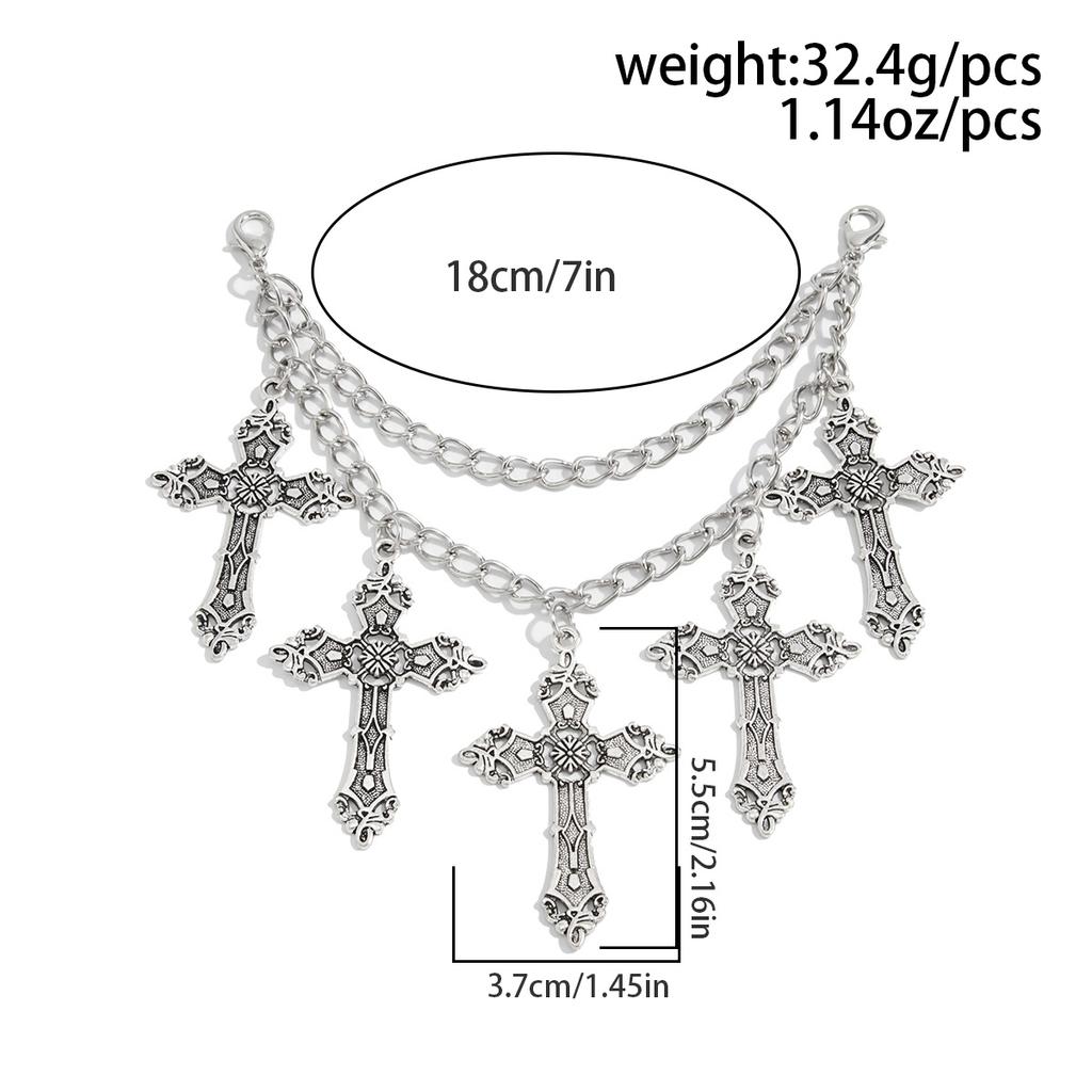Salircon Goth Geometric Creative Jesus Cross Pendant Shoe Chain Anklet Women HipHop Punk Metal Shoe Chain Jewelry Halloween Gift