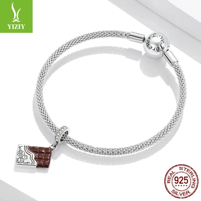 Kärlek Choklad DIY Armband Hänge, Alla hjärtans dag Present Droppande Olja S925 Silverpärlor Scc1782