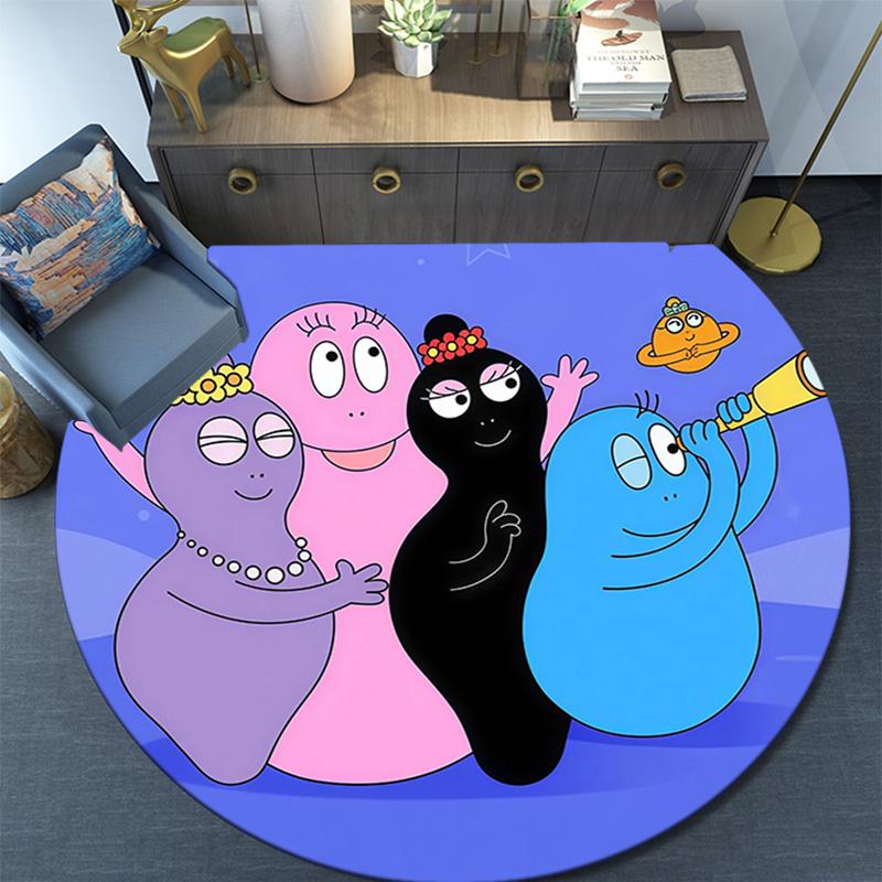 Barbapapa2 Round Area Rug,Carpet Rug for Living Room Bedroom Sofa Playroom Decor,Non-slip Floor Mat