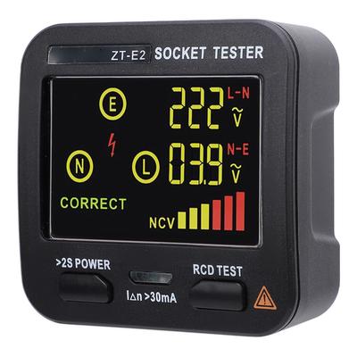 Outlet Tester LCD Color Screen Leakage Detection Neutral Live Wire Testing Receptacle Tester