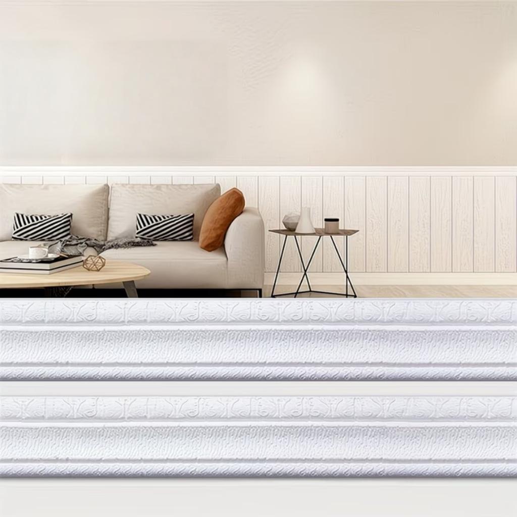 1PC 2.3m/90.55inch 3D Pattern Wallpaper Decorative Line Skirting Line Decoration Self-adhesive Living Room Wall Border Sticker