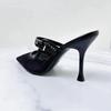 Fashion High Heels Mules Shoes for Laides Sexy Pointed Toe 2025 Summer Stilettos Black Hollow Breathable Mesh Vintage Women's Sandals