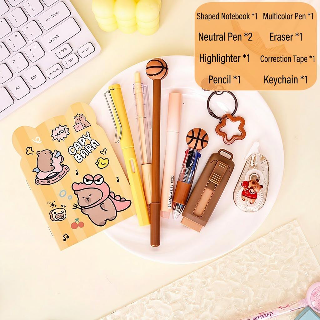 9pcs/Set Cute Stationery Set Multiple Colors Daily Writing Supplies For Students, Ideal Gift For Holidays Birthdays Class Event