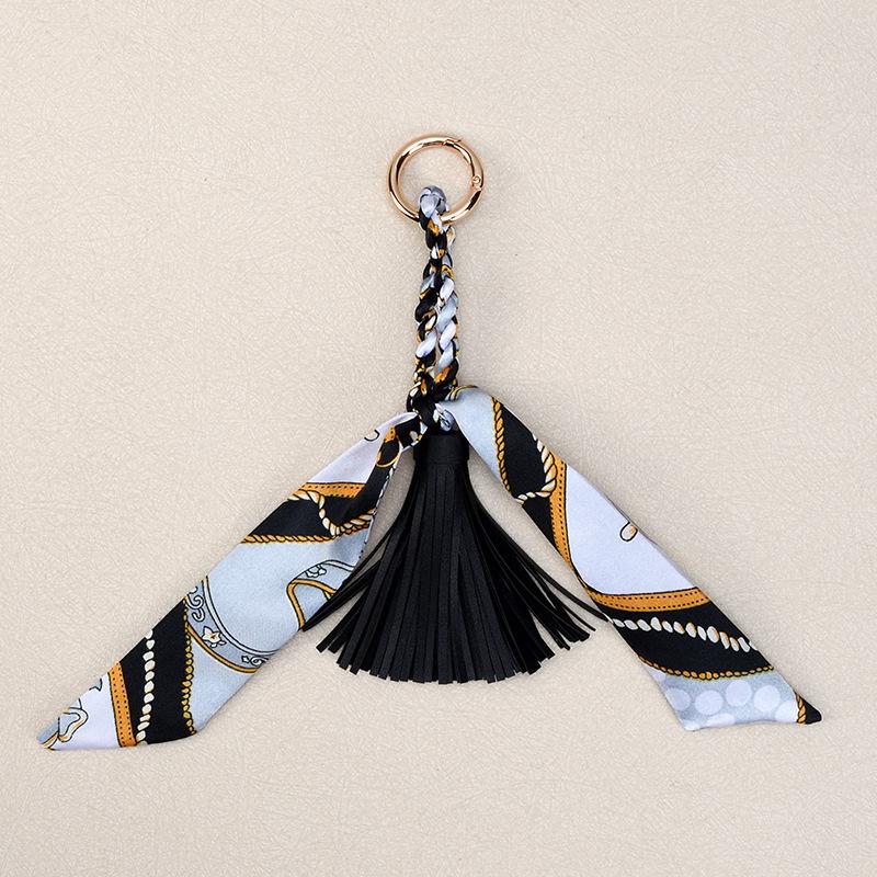 Korean Luxury Leather Bow & Tassel Charm Keychain