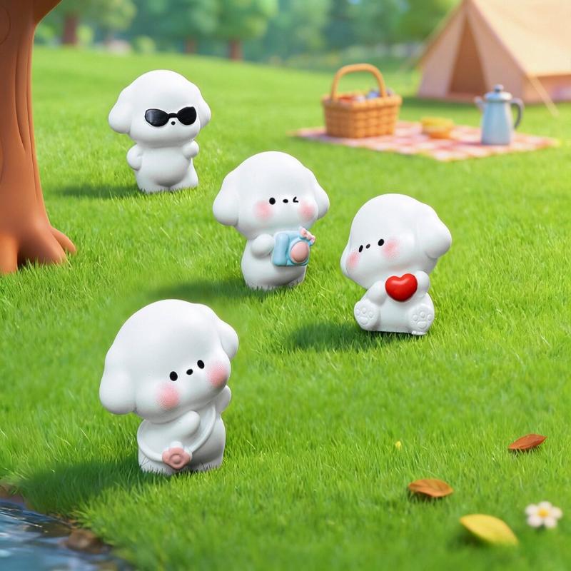 4Pcs Cute Happy Puppy Resin Figures For Micro Landscape Terrarium Car Dashboard Desk Decor Diy Craft