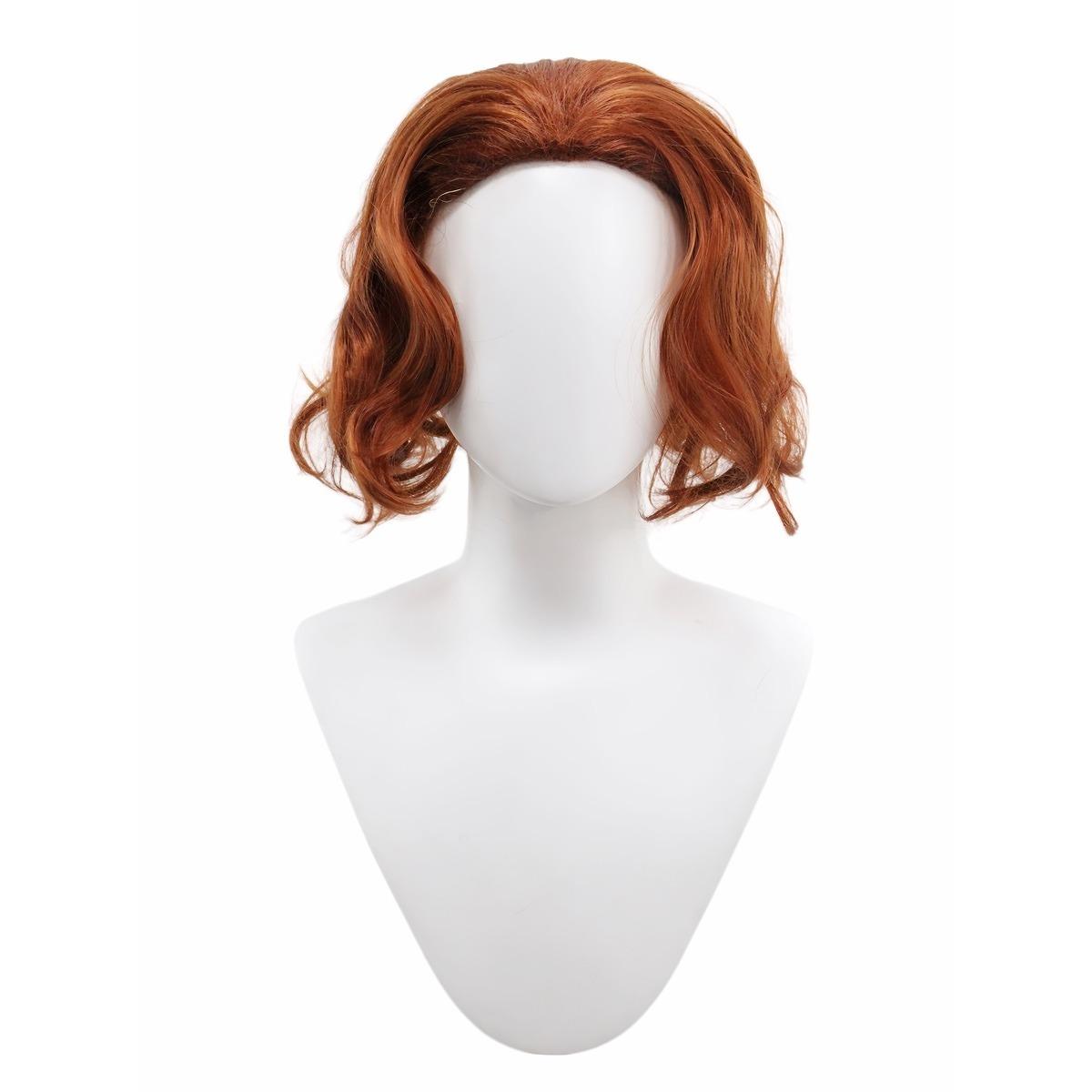 рыжевато-коричневый средний короткий кудрявый синтетический парик | косплей-парик персонажа для тематической вечеринки в стиле ретро-кино | короткий кудрявый волнистый парик