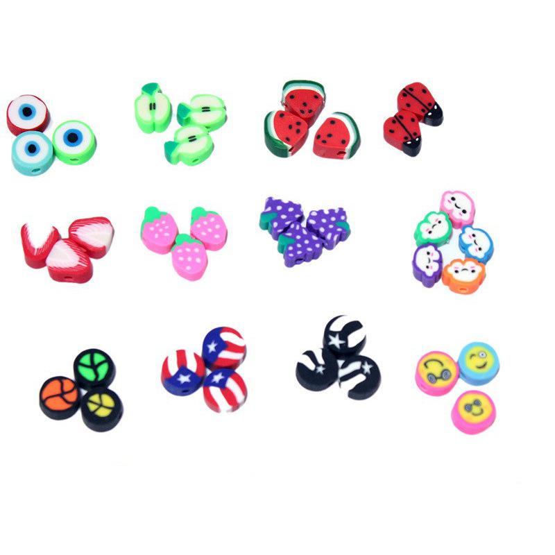 Soft Pottery Pieces Beaded Diy Mobile Phone Chain Accessories Loose Beads Smiley Face Letters Animal Fruit Mixed Soft Pottery