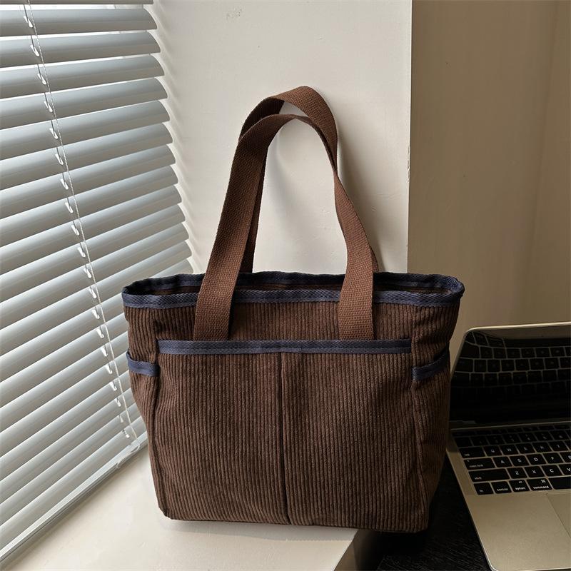 

Однотонная модная сумка-тоут большой вместимости для студентов колледжа, женская универсальная сумка через плечо для досуга и работы, модная осенне-зимняя сумка