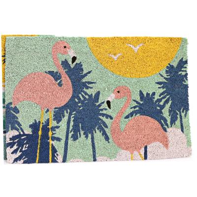[A0014] - Capacho de palha “South Beach” multicolorido (Flamingo) - 60x40cm