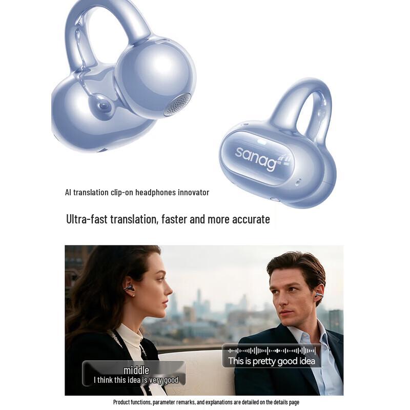 SANAG S8S Ultra Ear-Clip AI Translation Bluetooth Earphones