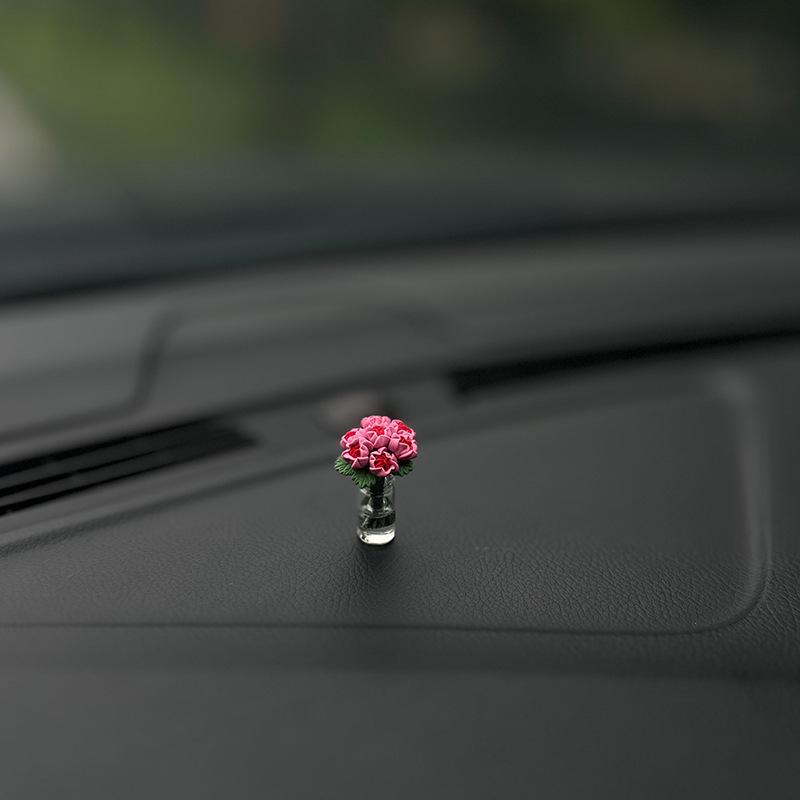 Dainty Roses Car Center Console Window Ornament Mini Cure Car Accessories Ladies Car Personality Beautiful Interior Ornaments