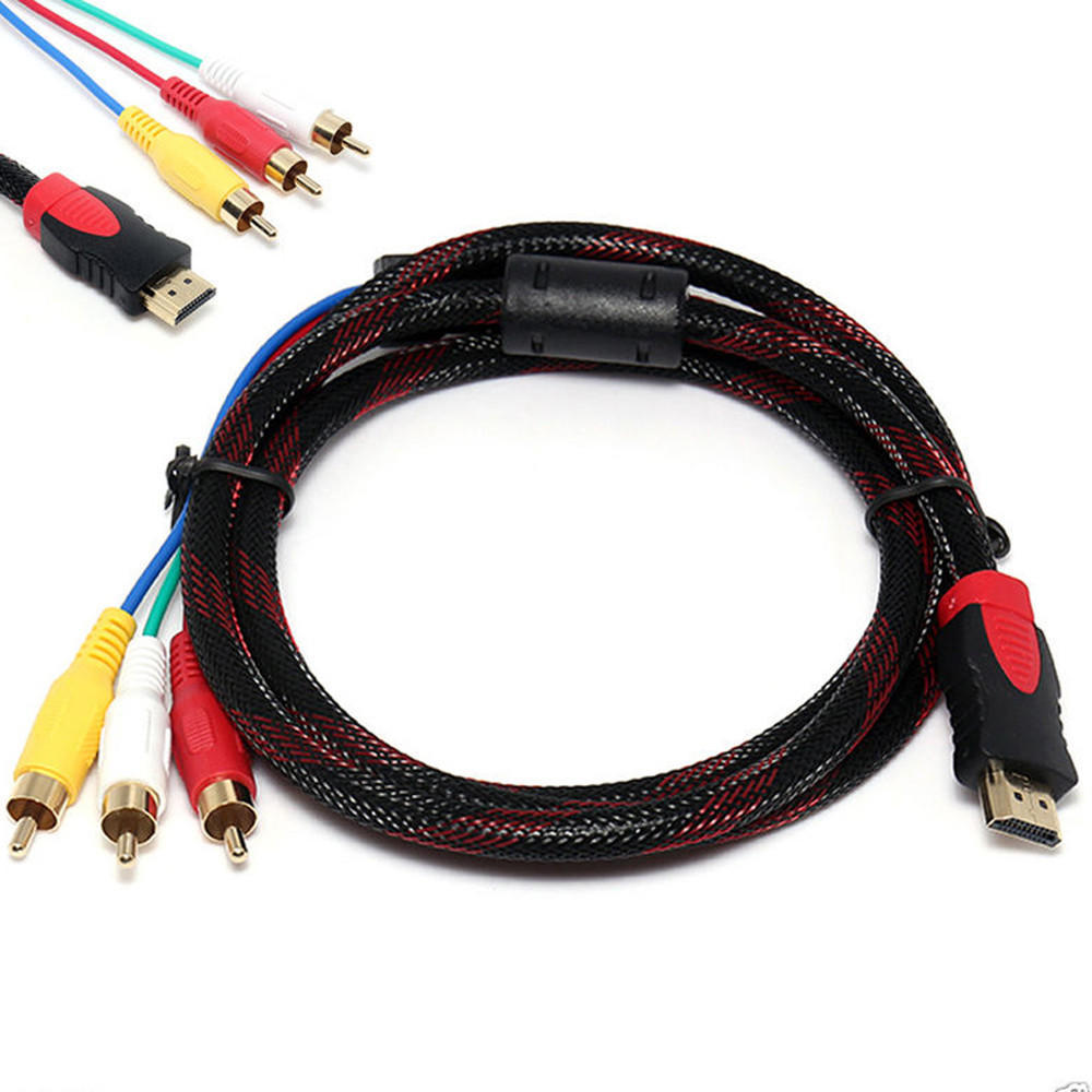  Male To 3 RCA AV Audio Video 5FT Cable Cord Adapter For TV HDTV DVD 1080p