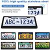 2 Pack License Plate Frames, Stainless Steel Car License Plate Cover Car Accessories With Screw Caps (Black)