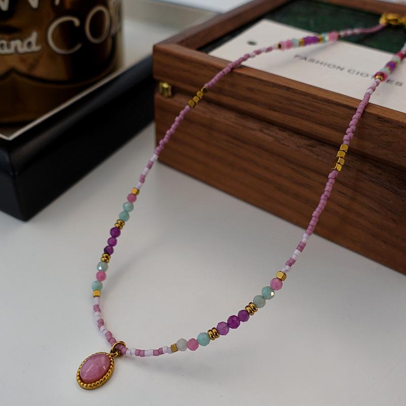 

Подвеска-восьмиконечная звезда из розового кварца, ожерелье-чокер из натуральных камней для женщин, коллекция 2024