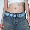 Trendy Denim Sequin Star Distressed Ripped Belt for European and American Ins Style