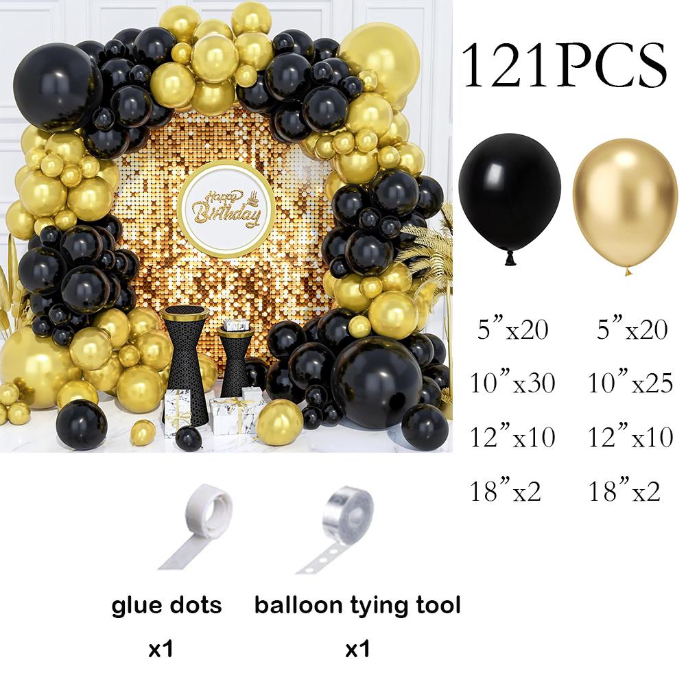 

New Year Theme Decor Balloons Garland Black Gold Ballon Arch Kit Graduation Birthday Party Baby Shower Wedding Decoration Globos AS Picture