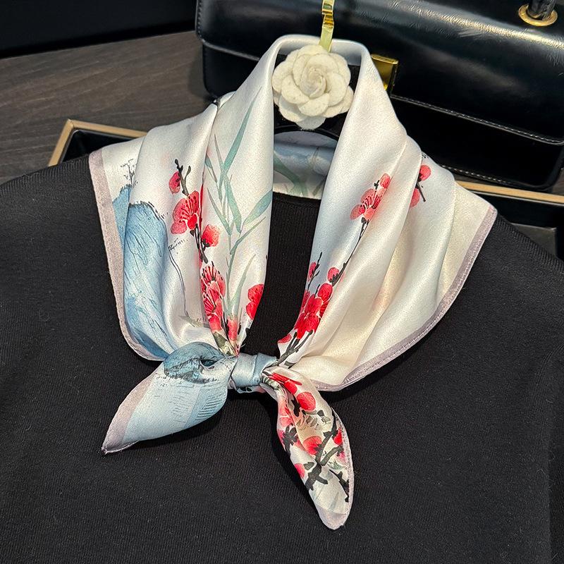 100% Natural Silk Square Scarf Women Neck Bandana Mulberry Scarves Female Summer Neckerchief Headkerchief Shawl Wrap Hijab sjaal