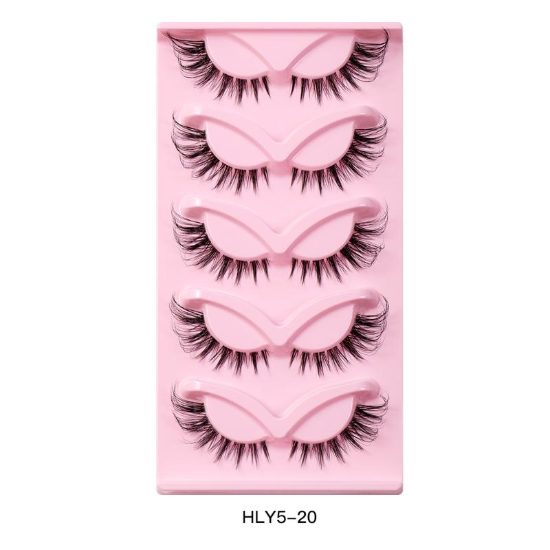 5 Pairs Fox Eye False Eyelashes Eye End Lengthening Long Curling Thick Fluffy All-Match Comfortable Fake False Eyelashes