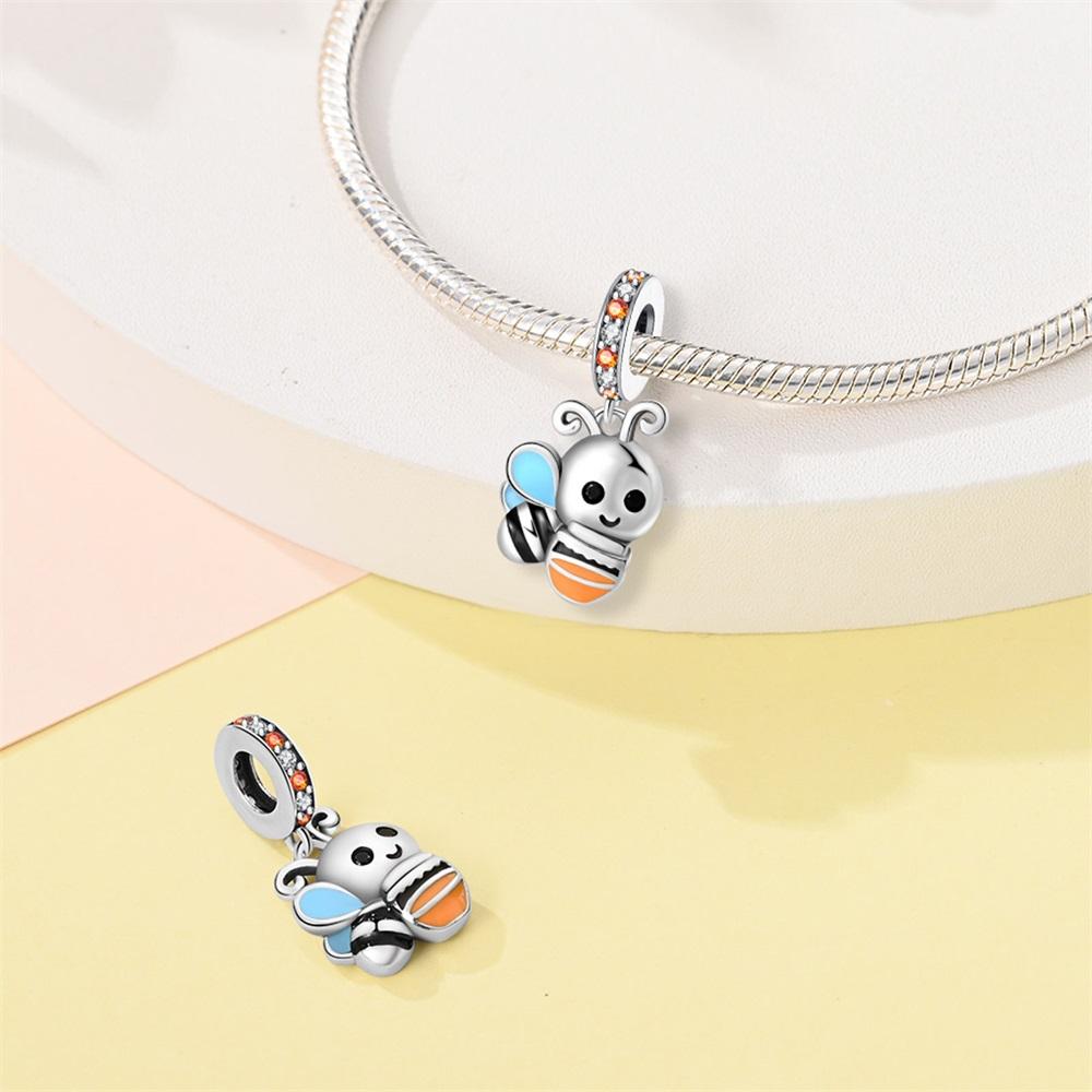 Creative Copper Metal Colorful Cute Bee Charm Bead Component Compatible With Bracelet High Quality Fine Jewelry Women's Outing Trendy Fashion High