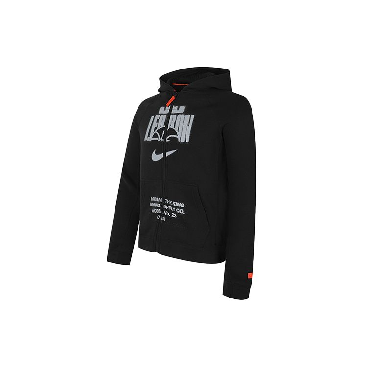 Nike Breathable Sports Casual Hooded Long Sleeve Zip-Up Sweatshirt Jacket Kids Outerwear Black BV4391-010