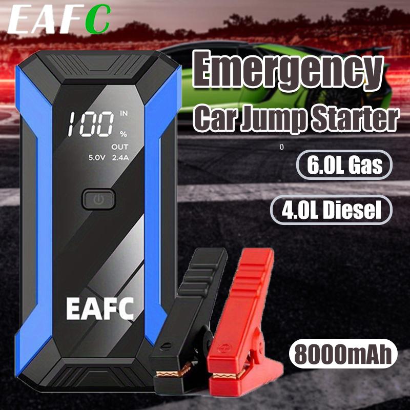 EAFC Protable Car Jump Starter Emergency Power Bank, 12V Portable Car Booster For 6.0L Gas & 4L Diesel Cars
