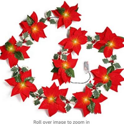 Christmas Flowers Garland String Lights Xmas Tree Ornaments Indoor/Outdoor Party Decor Christmas Decoration Navidad