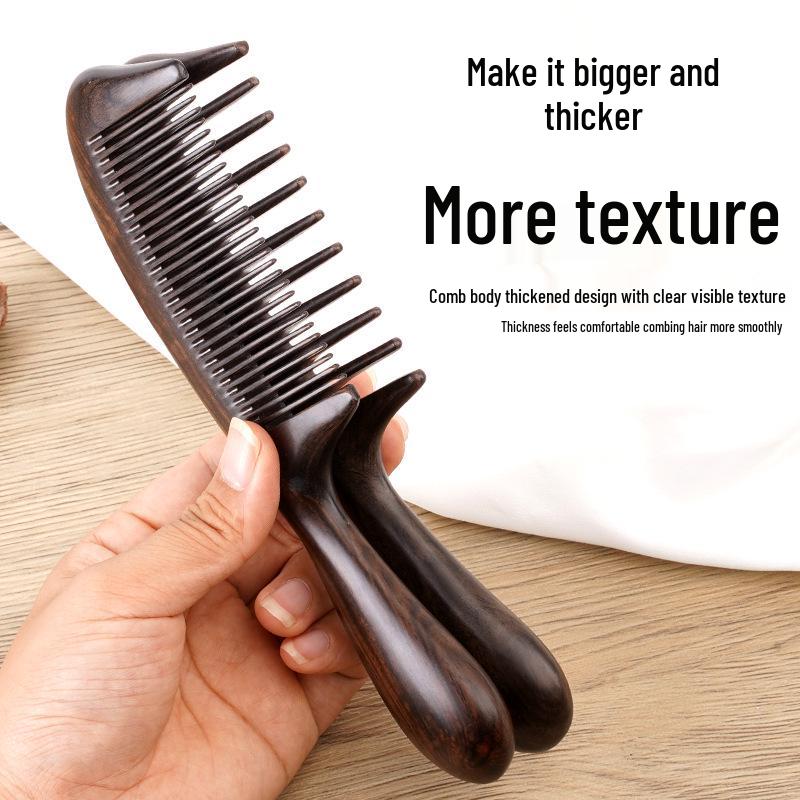 Engraved Ebony Wood Wide & Fine Tooth Comb with Gift Box - Free Shipping