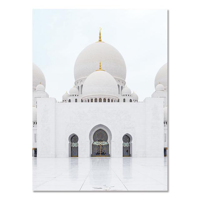 Black White Muslin Islamic Floral Arabic Calligraphy Mosque Door Wall Art Canvas Painting Posters Decorative Picture Eid Mubarak