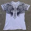Dark Purple Street Affliction Big wing T shirt Vintage Clothing Punk Hip Hop Graphic Print Oversized tops Men Round Sleeve tee