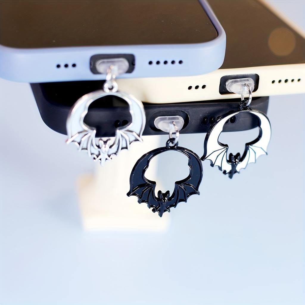 Retro Halloween Nietoperz Wtyczka do Telefonu Jack Ozdobny Wisiorek Akcesorium - Idealny Prezent, Dekoracja Telefonu, Ochraniacz Portu, Straszny Urok