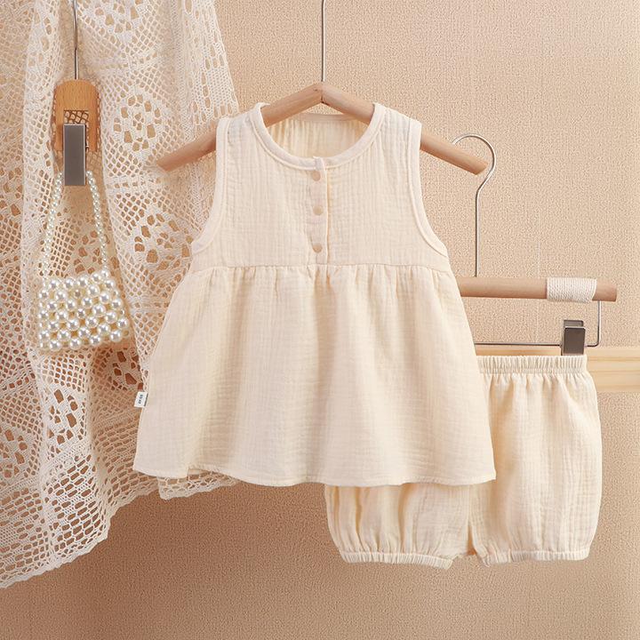 Baby Kids Girls Clothes Short Sets Summer Toddler Boy Cotton T-shirt+Shorts Linen Children Clothing Outfits Suits for 0-5 Years