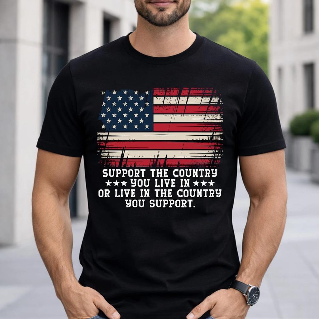 Steun het land waar je woont, Grappig Amerikaans VS Vlag Unisex T-shirt