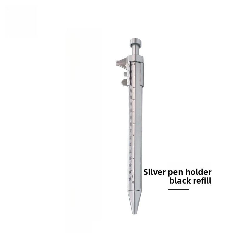 

2 in 1 Multifunction Caliper Type Bullet-tip Design 0.5mm Ballpoint Pen with Measuring Ruler Student Tools Creativity Stationery серебряный