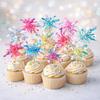 10 pieces Colorful Glitter Cake Topper Sparkle Tassels Foil Firework Cupcake Toppers Bamboo Cake Plugin Baking Dessert Decor