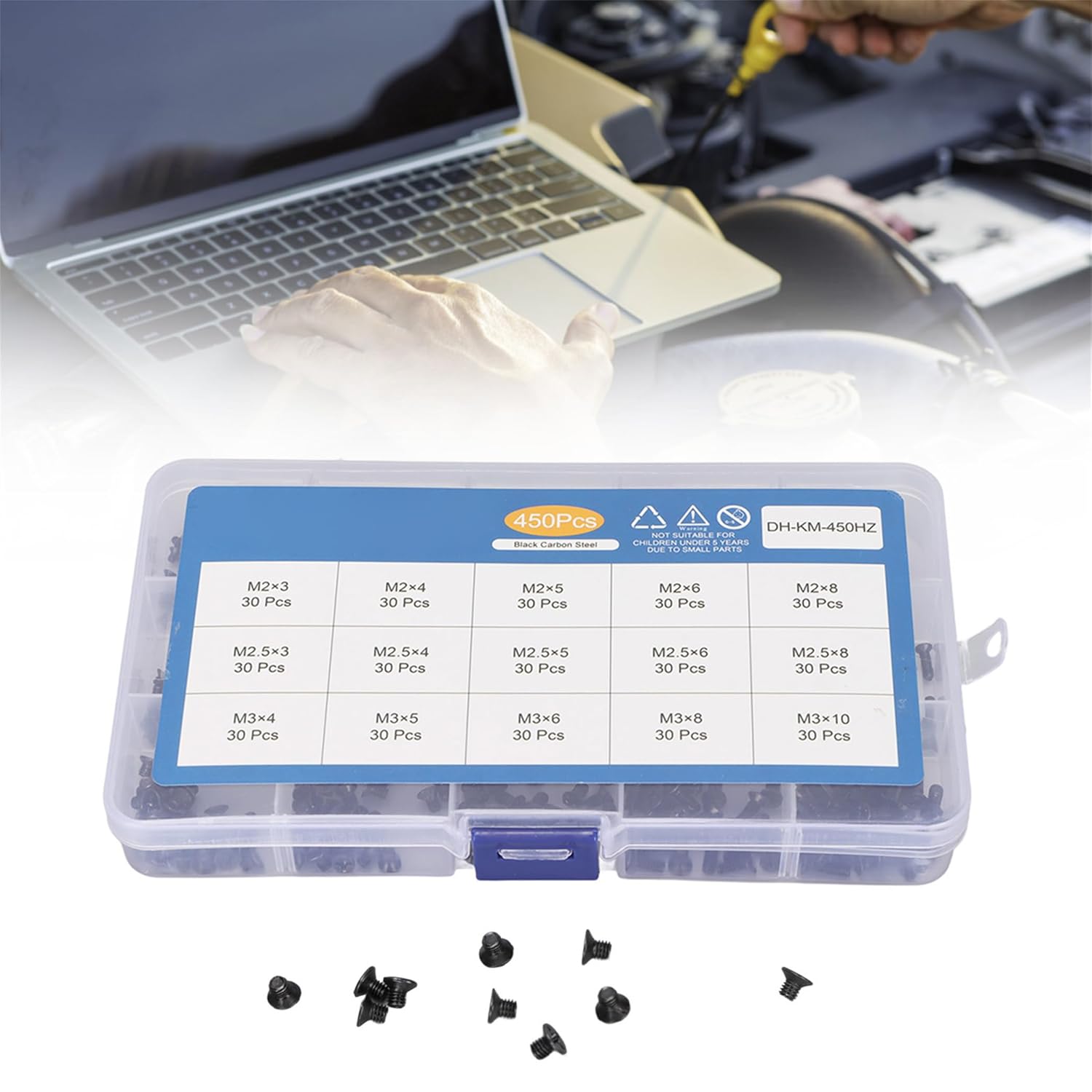 450 PCS Laptop Screws 15 Sizes Laptop Screws Kit,Notebook Computer Replacement Screws Assortment Kit,M2 M2.5 M3,for Electronics Repair,Feed Storage