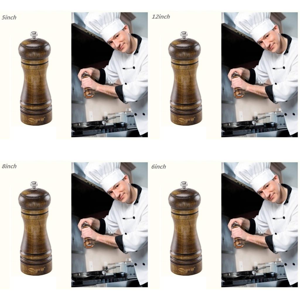 Modern Wooden Pepper And Salt Mill Set With Manual Grinding For Gourmet Kitchen Use