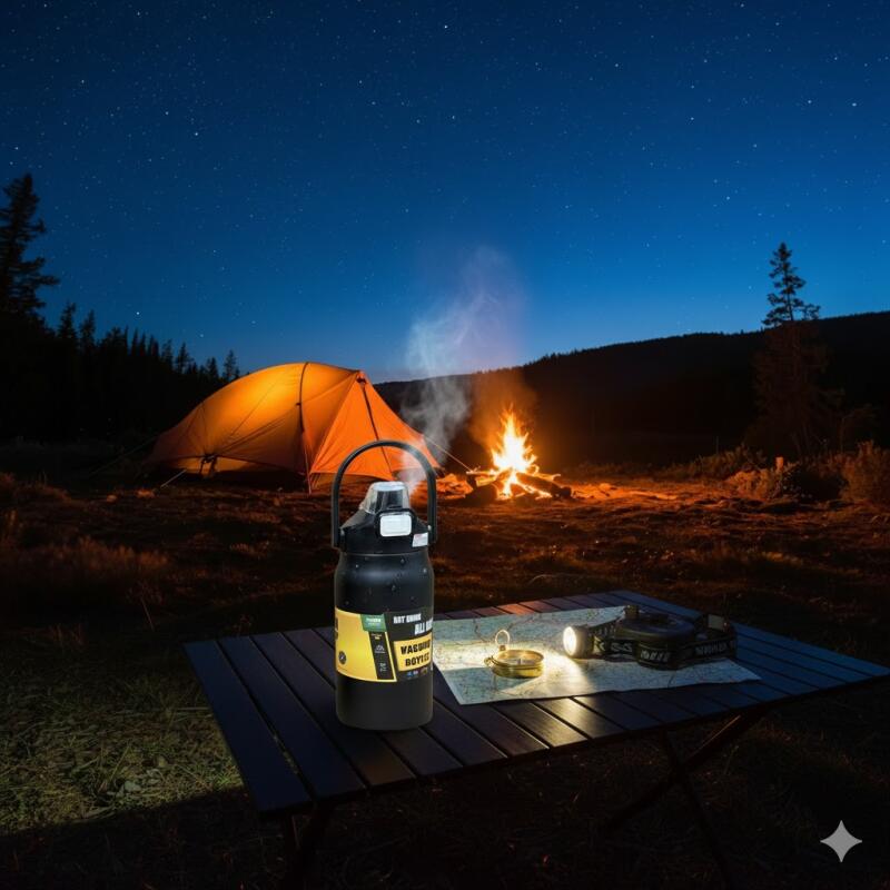 Isolierte Wasserflasche aus Edelstahl, große Kapazität, tragbare Thermoskanne für Outdoor-Sport, Wandern, Reisen, Vakuumisolierter Becher, Heiß-/Kaltgetränkebecher