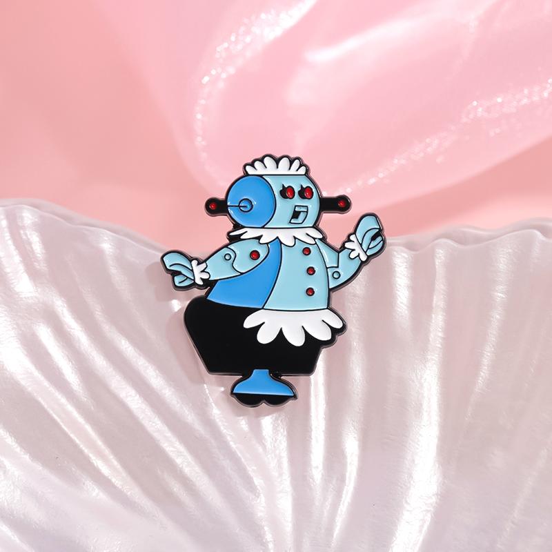 Nanny Robot Enamel Pins Custom Family Comedy TV Series Brooches Lapel Badges Cartoon Funny Jewelry Gift for Kids Friends