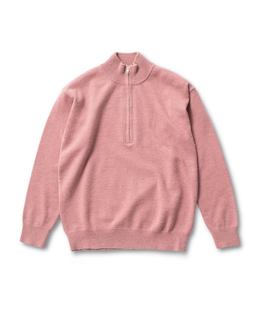 Beullumeol Pbt Wool Half Zip-Up Neck Knit - Indigo Pink