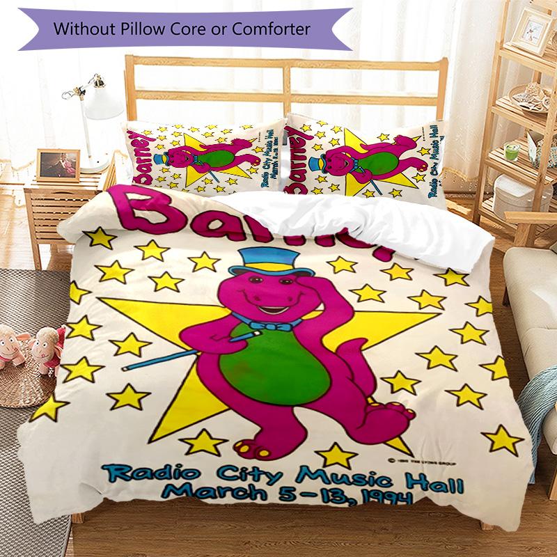 Barney 3pcs Bedding Set Duvet Cover Closure Includes 1 Duvet Cover & 2 Pillowcases for All Seasons Bedroom Home Dorm Decor