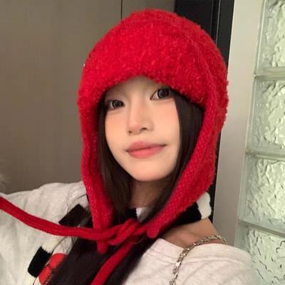 Herbst Winter Verdickte Fleece Ohrenschützmützen Gestrickte Wollmützen Für Damen Warme Große Kopfumfang Mützen