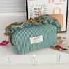 Lace checkered makeup bag, Ins minimalist niche style, high-value large-capacity cosmetic pouch, portable for travel and daily use.