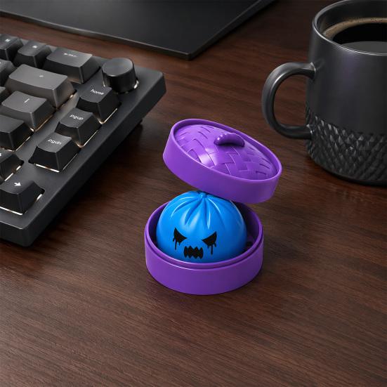 Relaxation Stress Ball Dumpling Squeeze Toy with Purple Steamer Creepy Steamed Bun Relief Steamer for Halloween Home Office Fidget Calming Toys