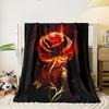 "Flaming Rose Blanket - Soft Flannel Ensures Warmth. Perfect for Romantic Nights. Unique Design Adds Glamour To Any Room."