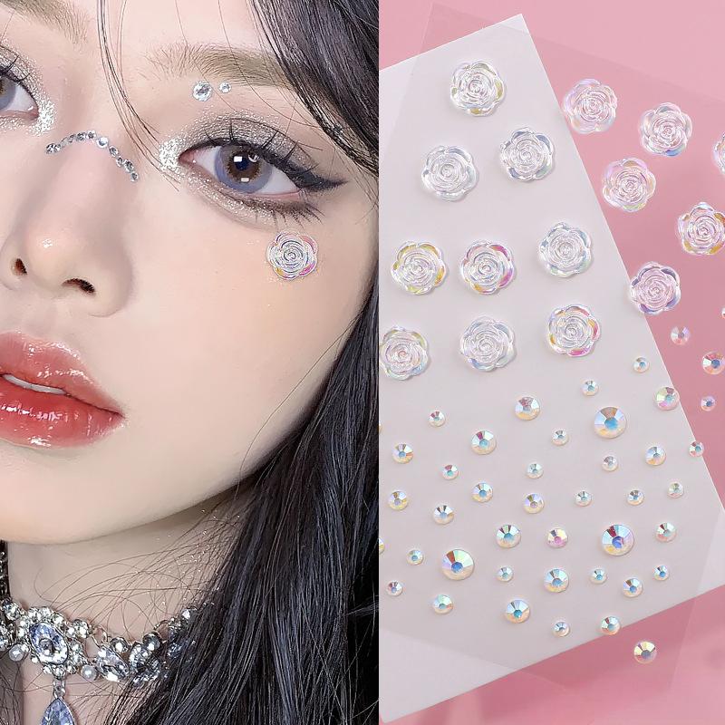 Neue Strass-Schmetterlings-Gesichtsaufkleber mit Perlen, temporäre Tattoo-Aufkleber, langlebig, wasserdicht, Glitzer-Lidschatten, Körper für Festival-Make-up